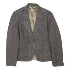 Womens Brown Wool Button Jacket S Woven Tailored Classic Stylish Elegant