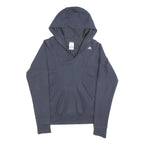 ADIDAS Womens Navy Blue Hoodie UK 10 V Neck Logo Pullover Sweatshirt