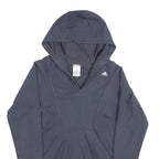 ADIDAS Womens Navy Blue Hoodie UK 10 V Neck Logo Pullover Sweatshirt