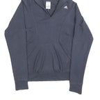 ADIDAS Womens Navy Blue Hoodie UK 10 V Neck Logo Pullover Sweatshirt
