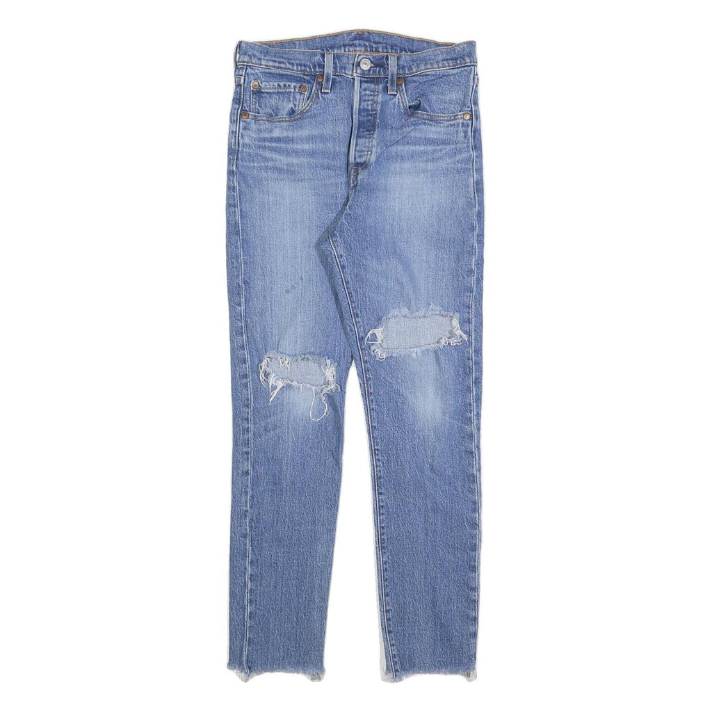 LEVI'S 501S Womens Jeans Blue Slim Skinny Denim Light W27 L28 Distressed