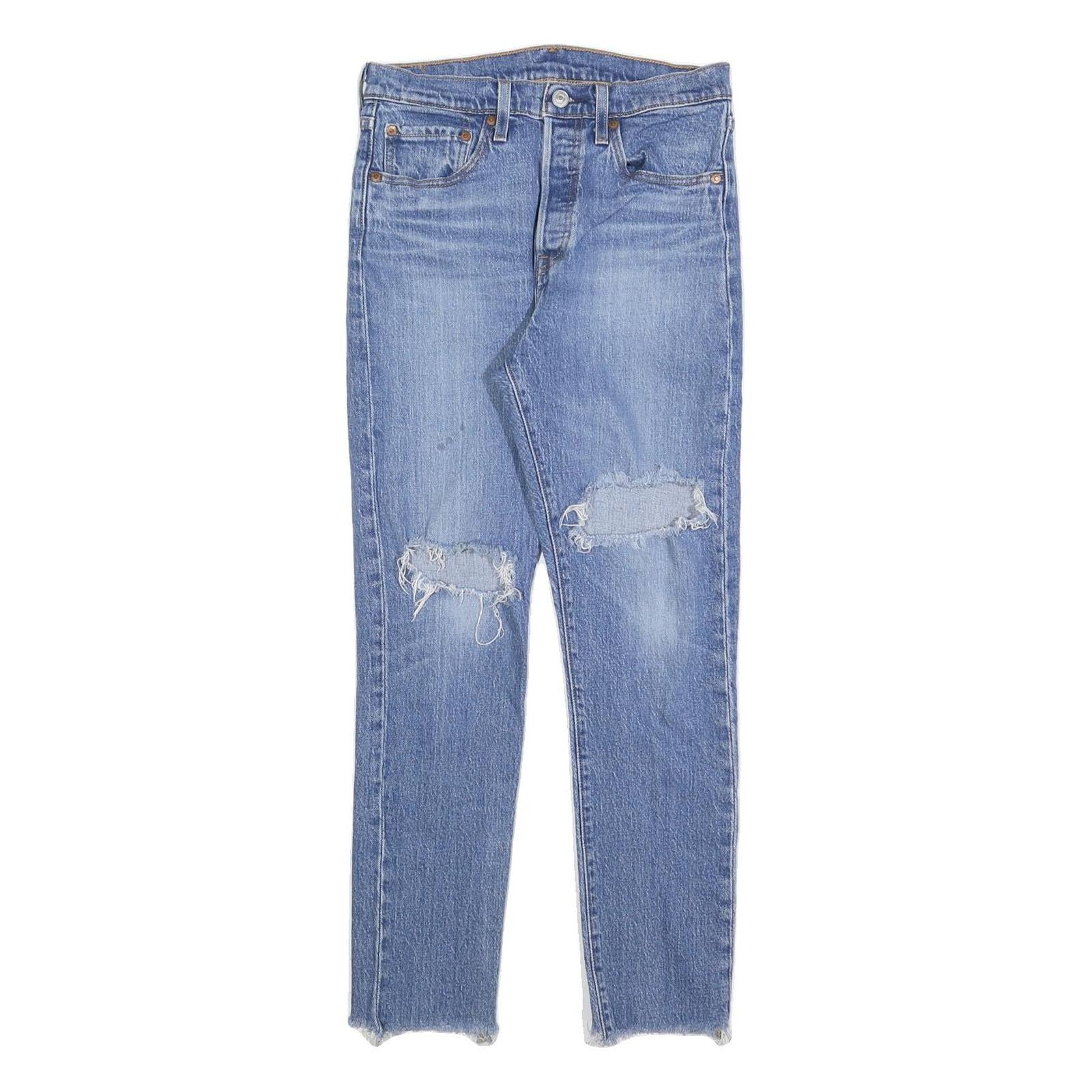 LEVI'S 501S Womens Jeans Blue Slim Skinny Denim Light W27 L28 Distressed