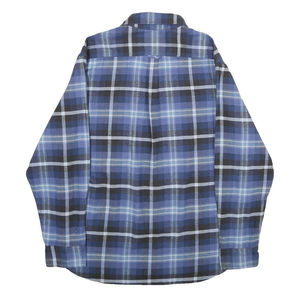 JACHS Mens Blue Plaid Cotton Shirt L Casual Button-Up Classic Check Shirt