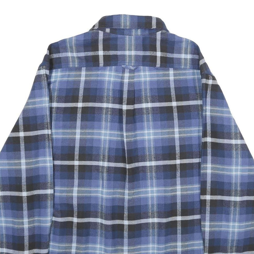 JACHS Mens Blue Plaid Cotton Shirt L Casual Button-Up Classic Check Shirt