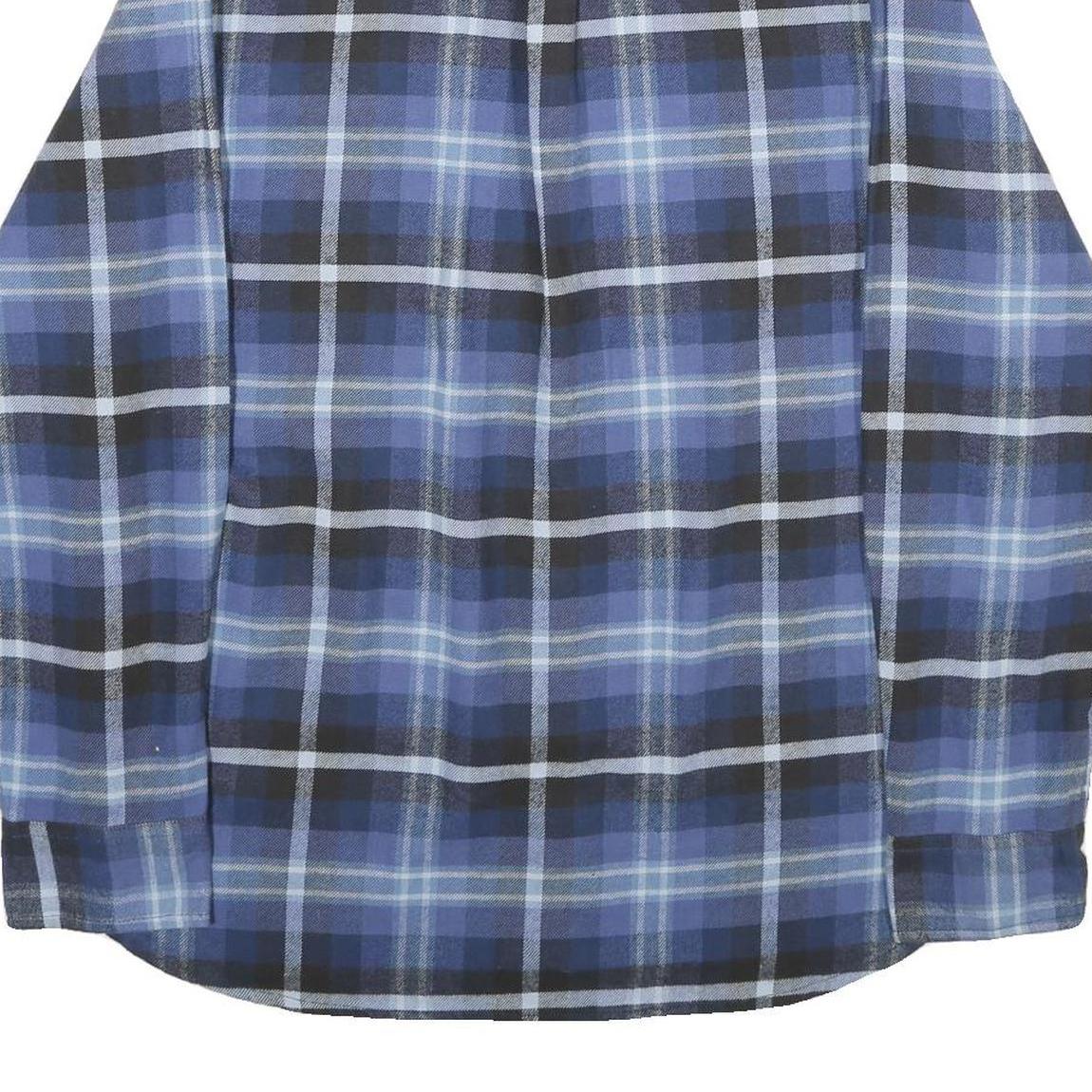 JACHS Mens Blue Plaid Cotton Shirt L Casual Button-Up Classic Check Shirt