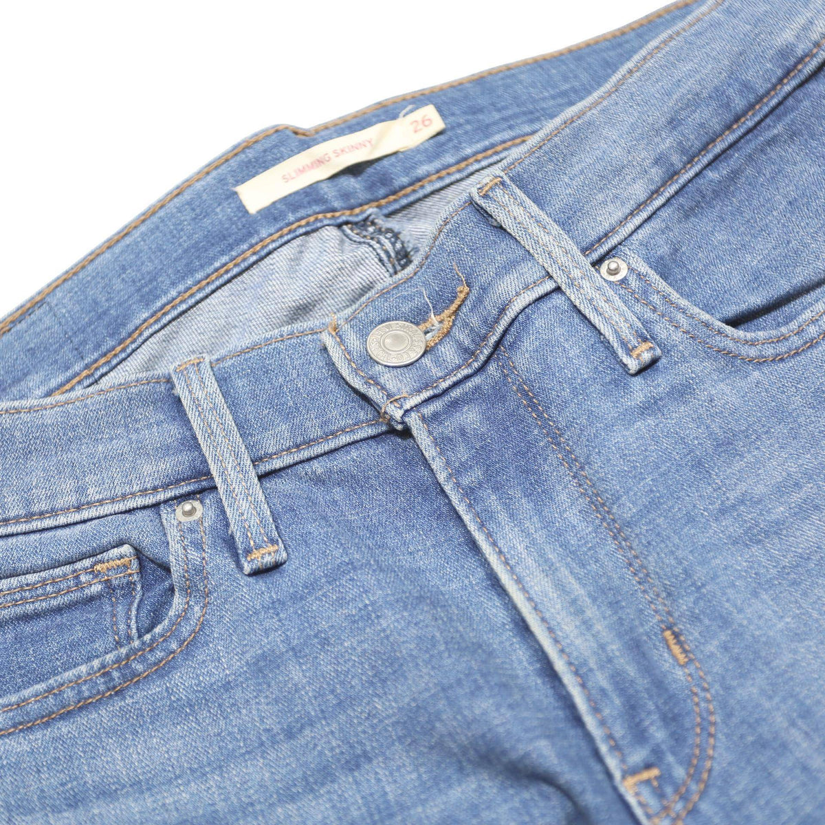 LEVI'S Womens Slim Blue Denim Light Zip Jeans W26 L34 Stretch Casual