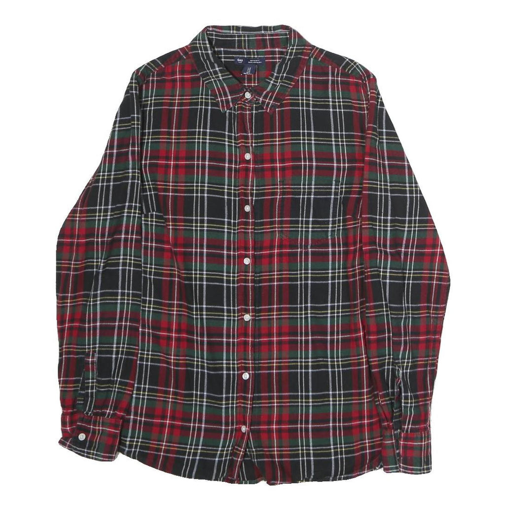 GAP Womens Red & Green Check Shirt S Cotton Long Sleeve Casual Trendy