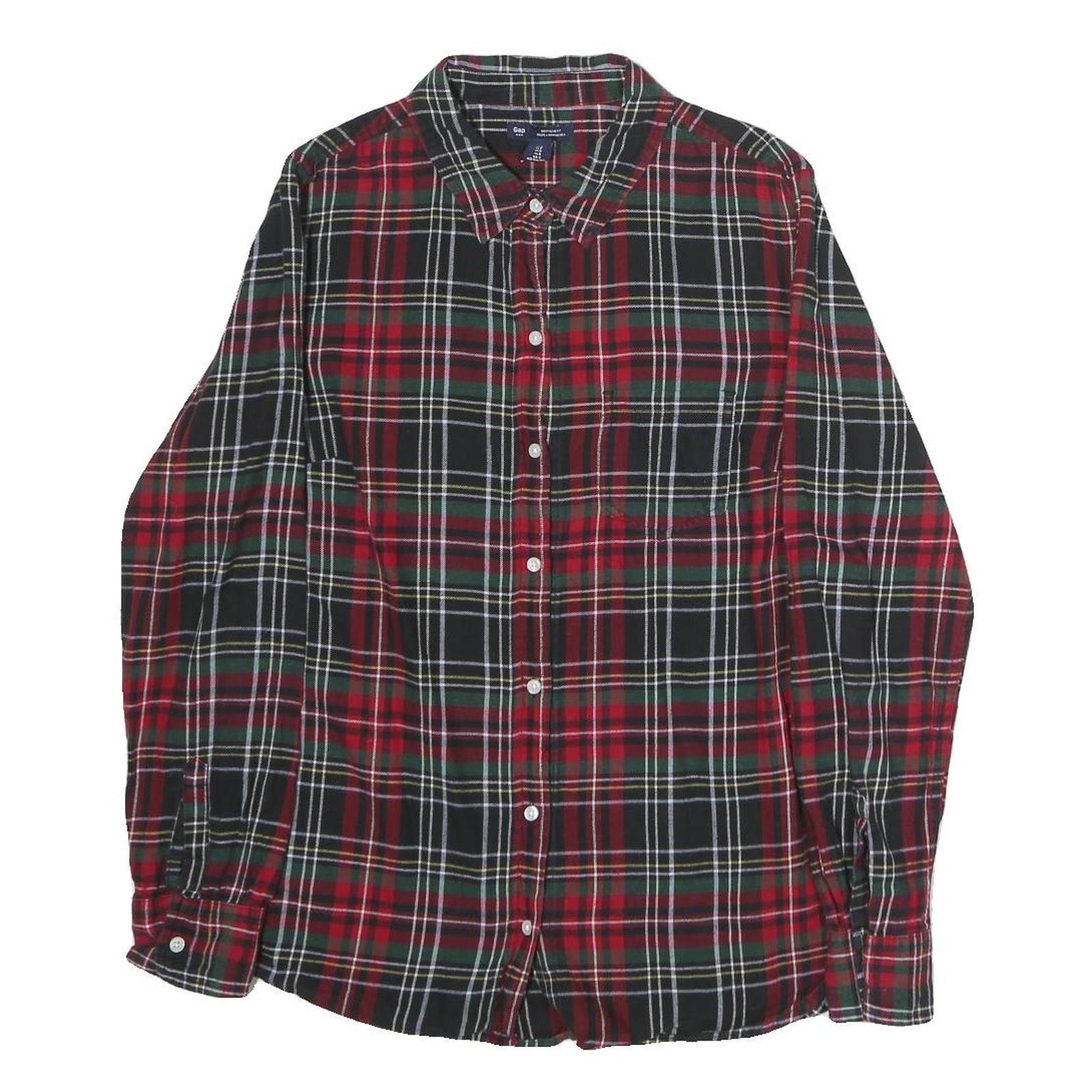 GAP Womens Red & Green Check Shirt S Cotton Long Sleeve Casual Trendy
