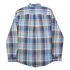 TOMMY HILFIGER Mens Blue Plaid Shirt L Button Down Long Sleeve Cotton Casual