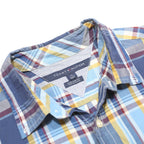 TOMMY HILFIGER Mens Blue Plaid Shirt L Button Down Long Sleeve Cotton Casual