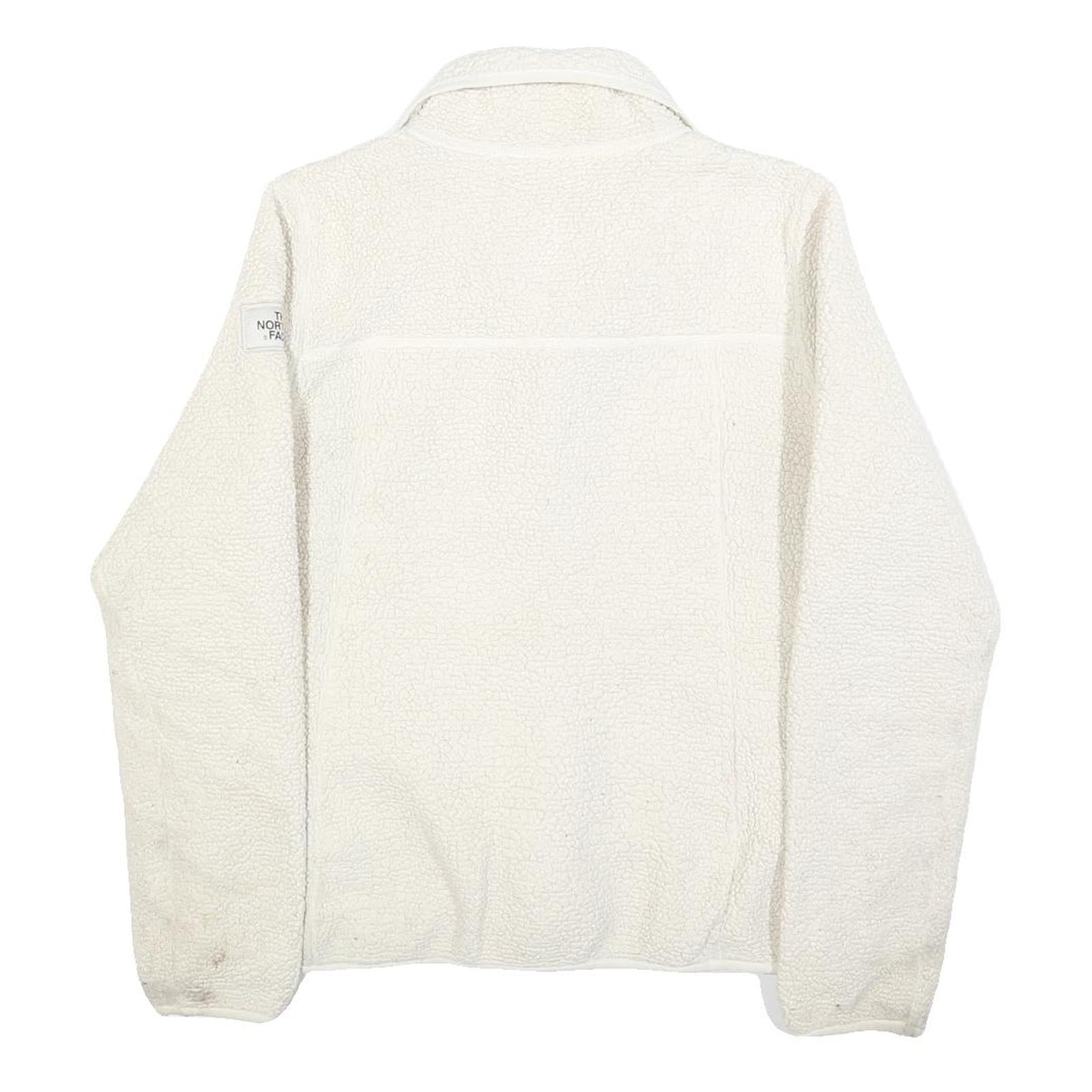 THE NORTH FACE Womens White Cream Zip Up Fleece Jacket M Polyester Soft Warm