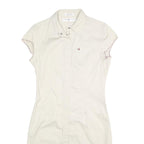 TOMMY HILFIGER Womens Cream Shirt Dress Cotton Blend Short Sleeve UK 8 Casual