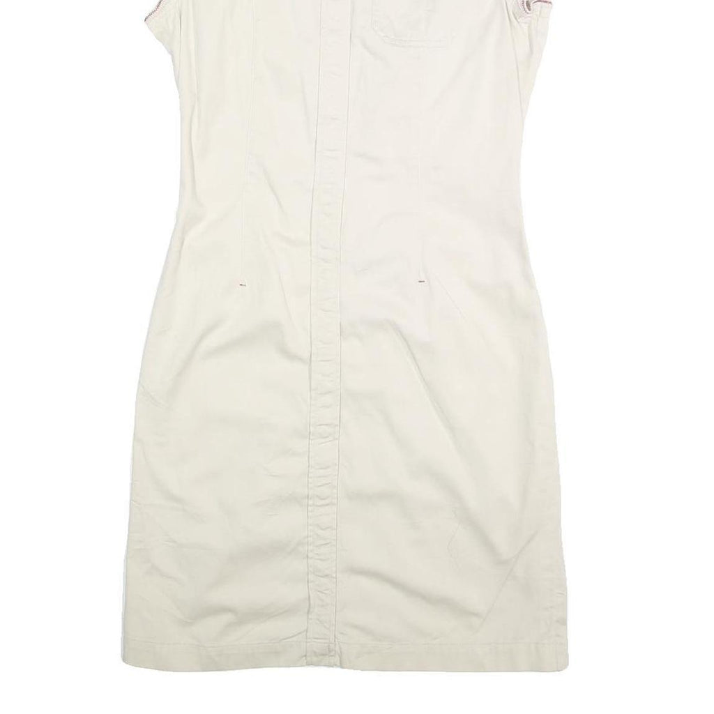 TOMMY HILFIGER Womens Cream Shirt Dress Cotton Blend Short Sleeve UK 8 Casual