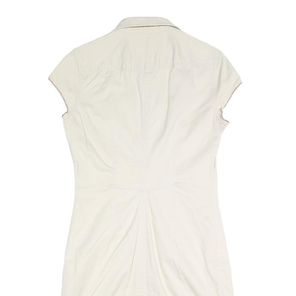 TOMMY HILFIGER Womens Cream Shirt Dress Cotton Blend Short Sleeve UK 8 Casual
