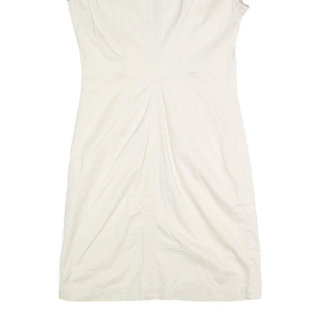 TOMMY HILFIGER Womens Cream Shirt Dress Cotton Blend Short Sleeve UK 8 Casual