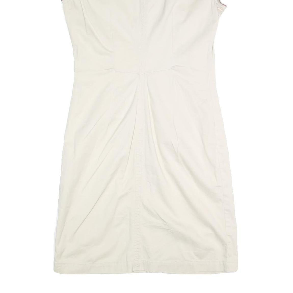 TOMMY HILFIGER Womens Cream Shirt Dress Cotton Blend Short Sleeve UK 8 Casual