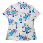 Womens Printed Shirt White Collared Floral L