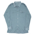 Mens Plain Shirt Green Long Sleeve L