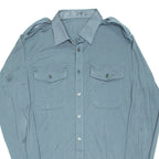 Mens Plain Shirt Green Long Sleeve L