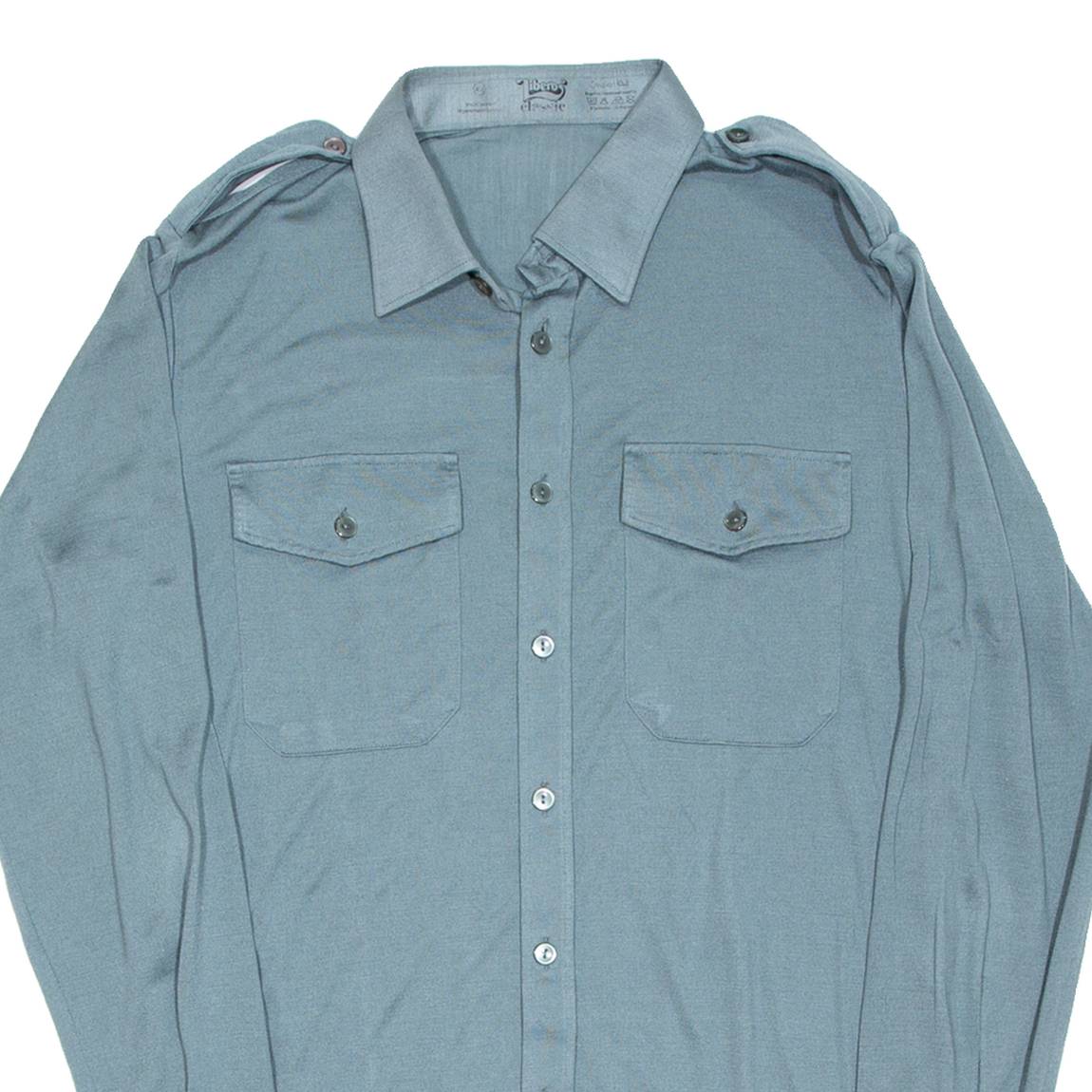 Mens Plain Shirt Green Long Sleeve L