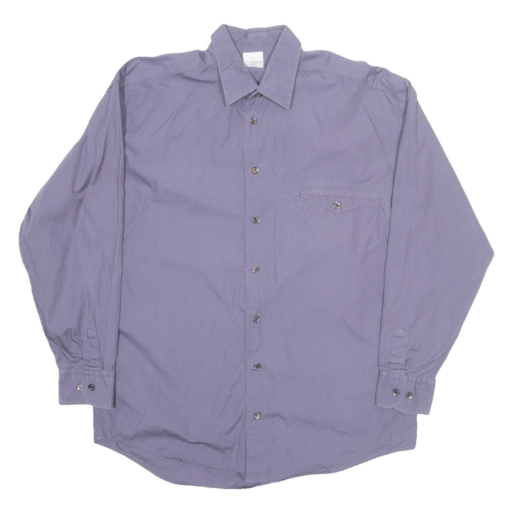 Mens Plain Shirt Blue Long Sleeve M