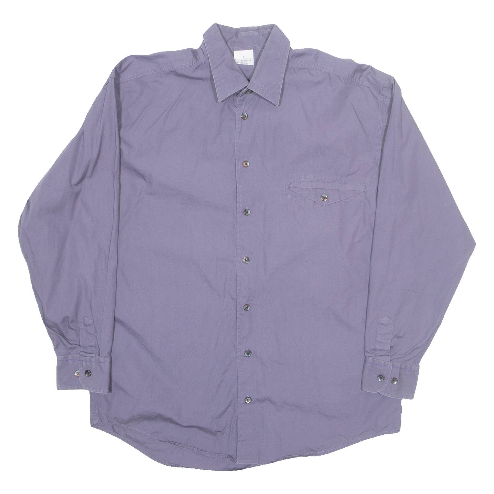 Mens Plain Shirt Blue Long Sleeve M