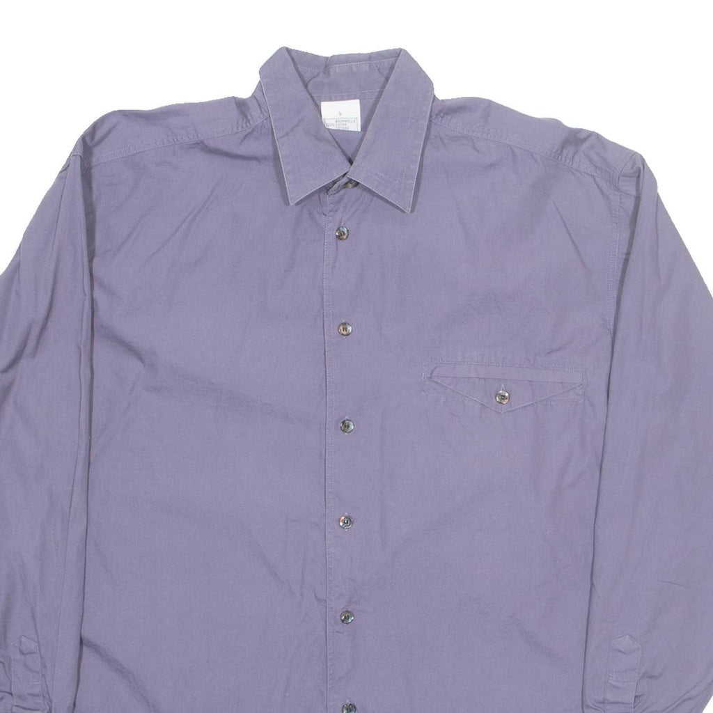 Mens Plain Shirt Blue Long Sleeve M