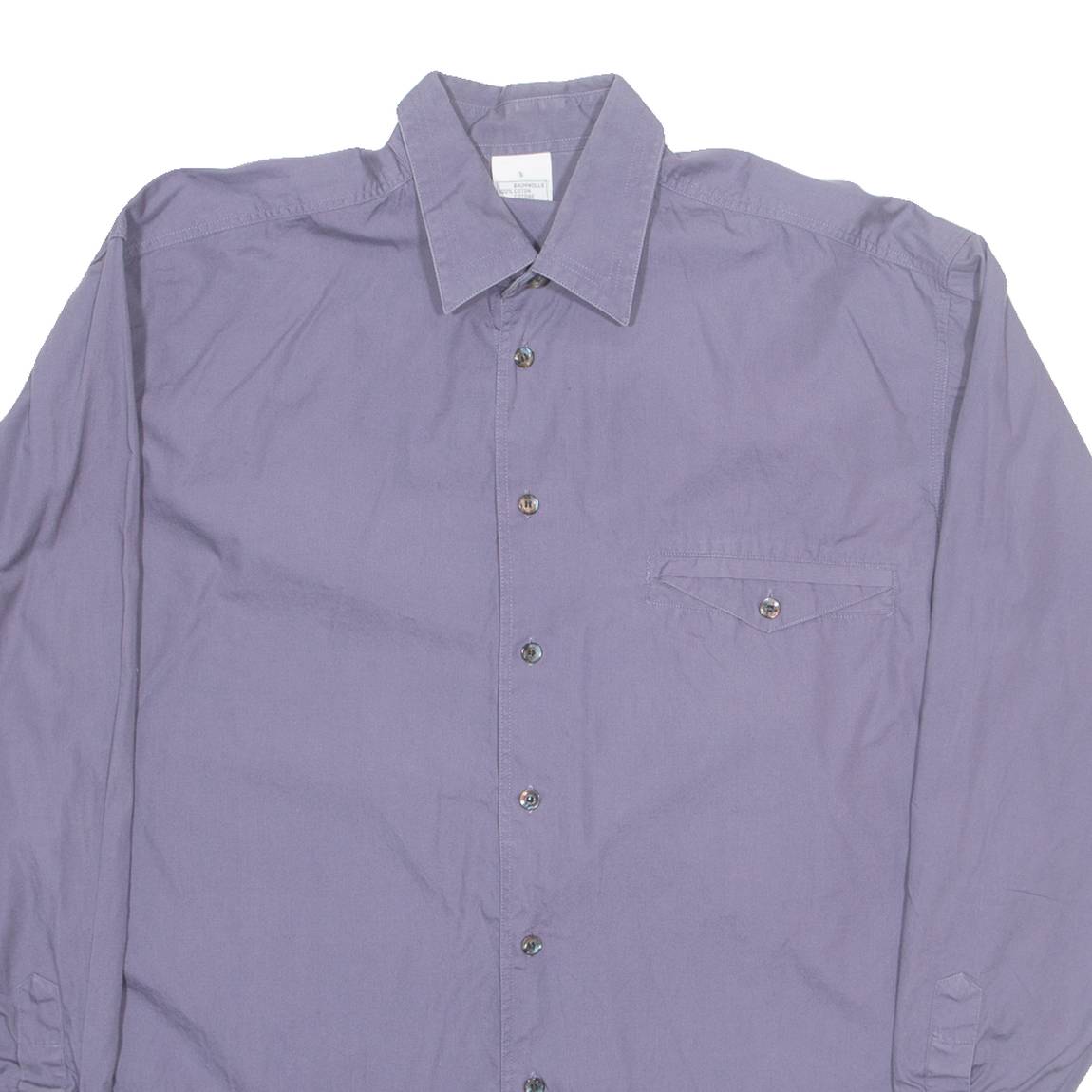 Mens Plain Shirt Blue Long Sleeve M