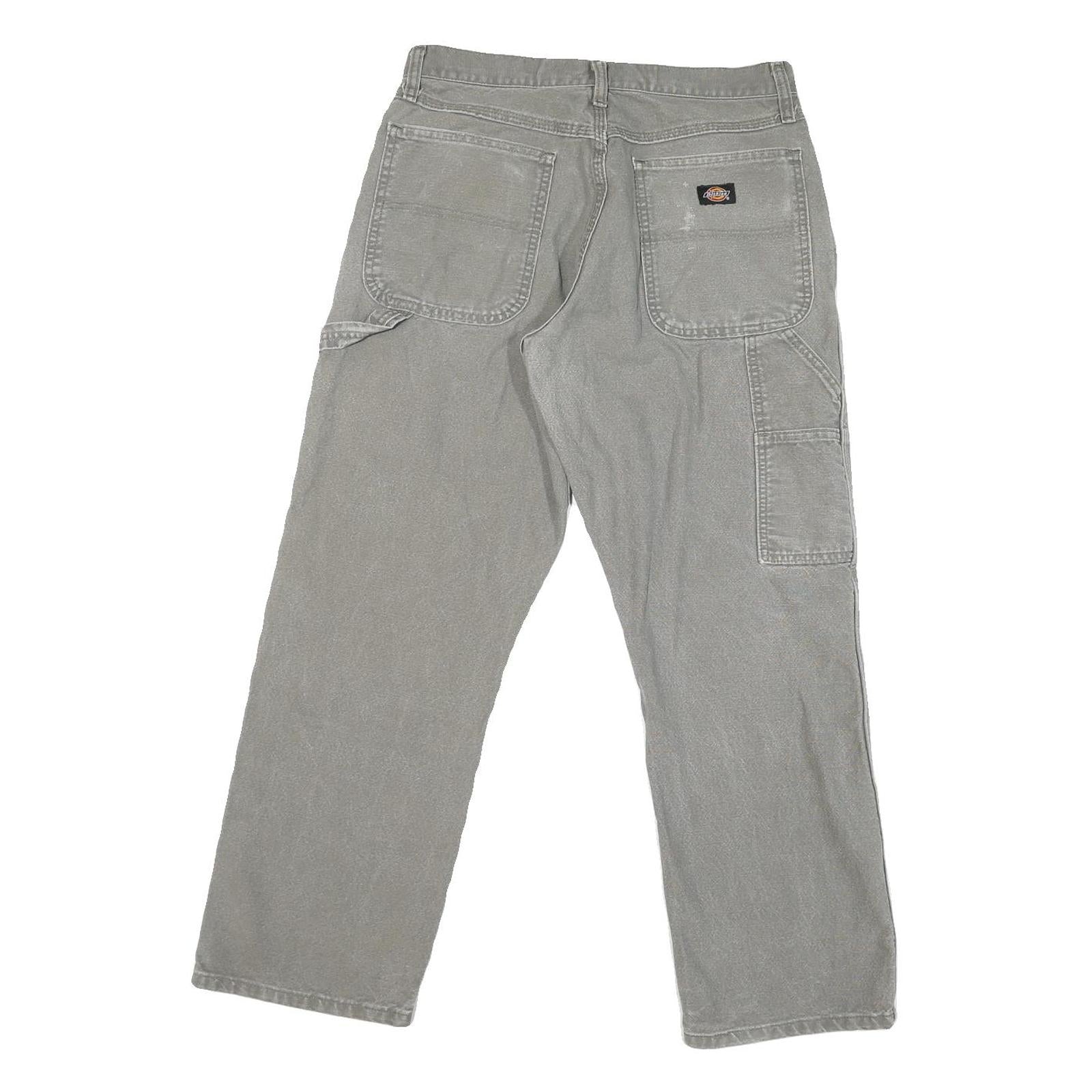 DICKIES Mens Regular Fit Grey Denim Jeans W30 L28 Workwear Cotton Blend Zip