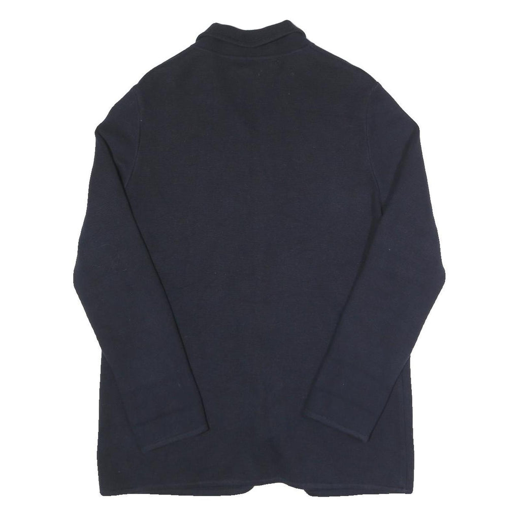 LAUREN RALPH LAUREN Womens Navy Patterned Jumper Collared Button Up Cable Knit