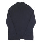 LAUREN RALPH LAUREN Womens Navy Patterned Jumper Collared Button Up Cable Knit