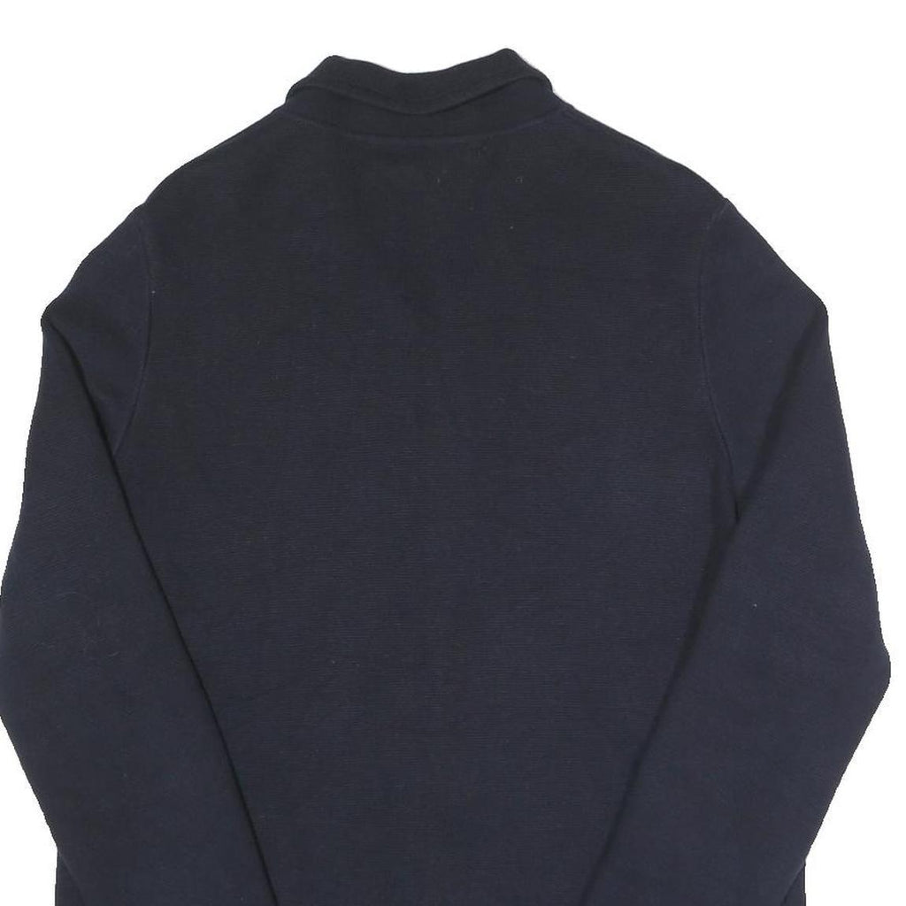 LAUREN RALPH LAUREN Womens Navy Patterned Jumper Collared Button Up Cable Knit