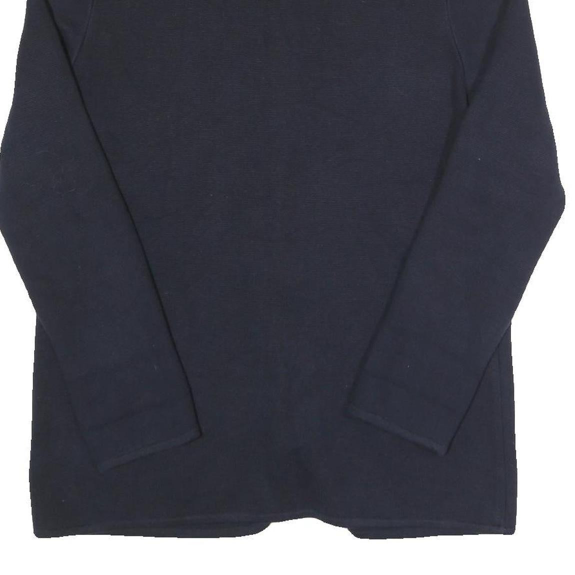 LAUREN RALPH LAUREN Womens Navy Patterned Jumper Collared Button Up Cable Knit