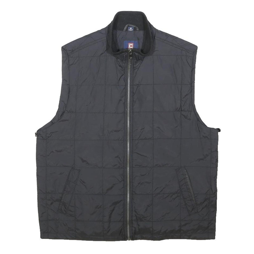 CHAPS Mens Black Quilted Jacket M Polyester Zip Closure Comfort Outerwear