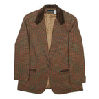 SAG HARBOR Womens Brown & Burgundy Checked Wool Blend Blazer Jacket XL Woven