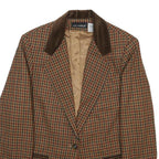 SAG HARBOR Womens Brown & Burgundy Checked Wool Blend Blazer Jacket XL Woven