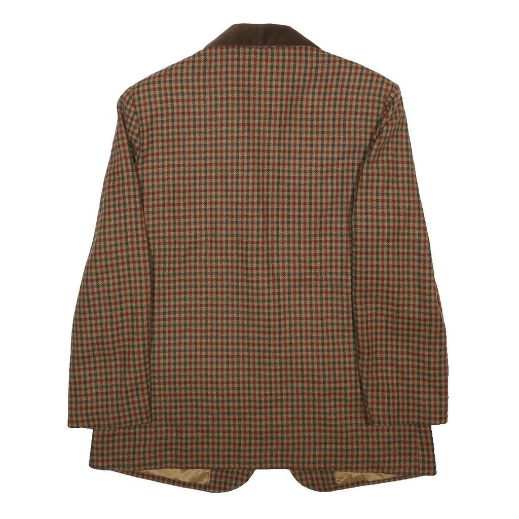 SAG HARBOR Womens Brown & Burgundy Checked Wool Blend Blazer Jacket XL Woven