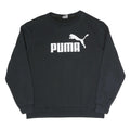 PUMA Mens Black Cotton Blend Crew Neck Sweatshirt L Logo Printed Sportswear