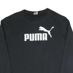 PUMA Mens Black Cotton Blend Crew Neck Sweatshirt L Logo Printed Sportswear