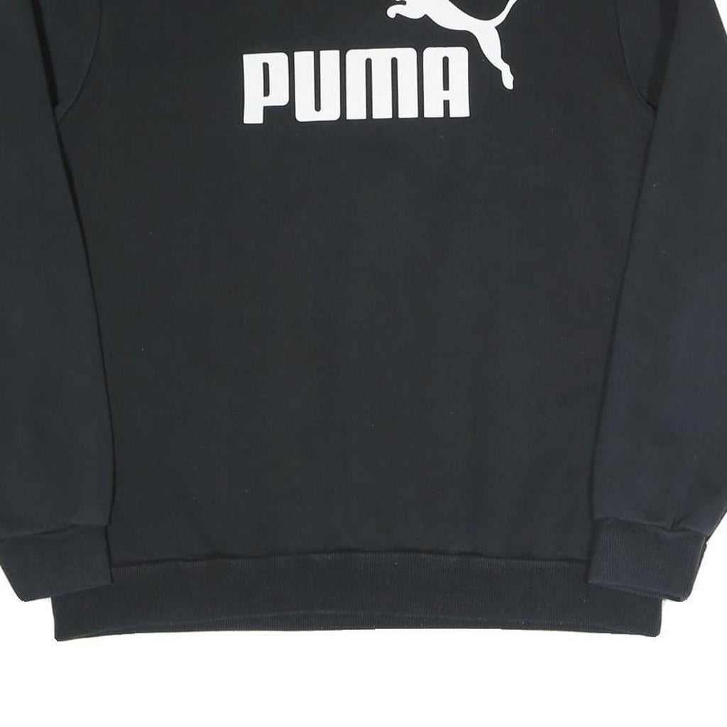 PUMA Mens Black Cotton Blend Crew Neck Sweatshirt L Logo Printed Sportswear