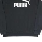 PUMA Mens Black Cotton Blend Crew Neck Sweatshirt L Logo Printed Sportswear