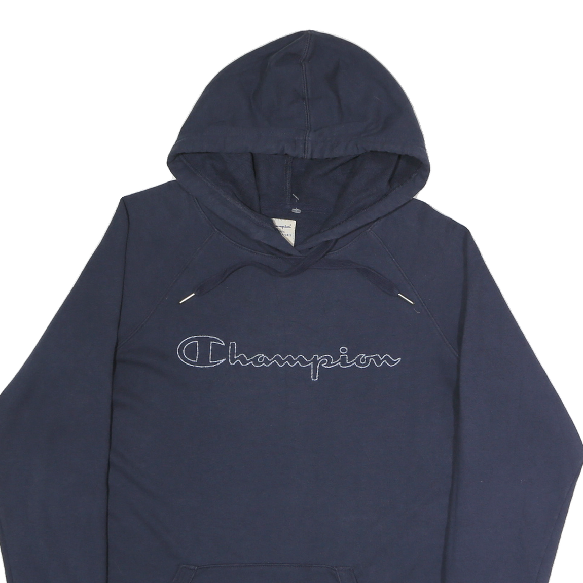 CHAMPION Womens Navy Blue Pullover Hoodie L Cotton Blend Casual Sweatshirt