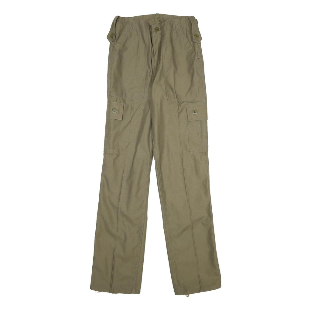 Mens Regular Fit Beige Polyester Blend Cargo Trousers W26 L32 Functional Pockets