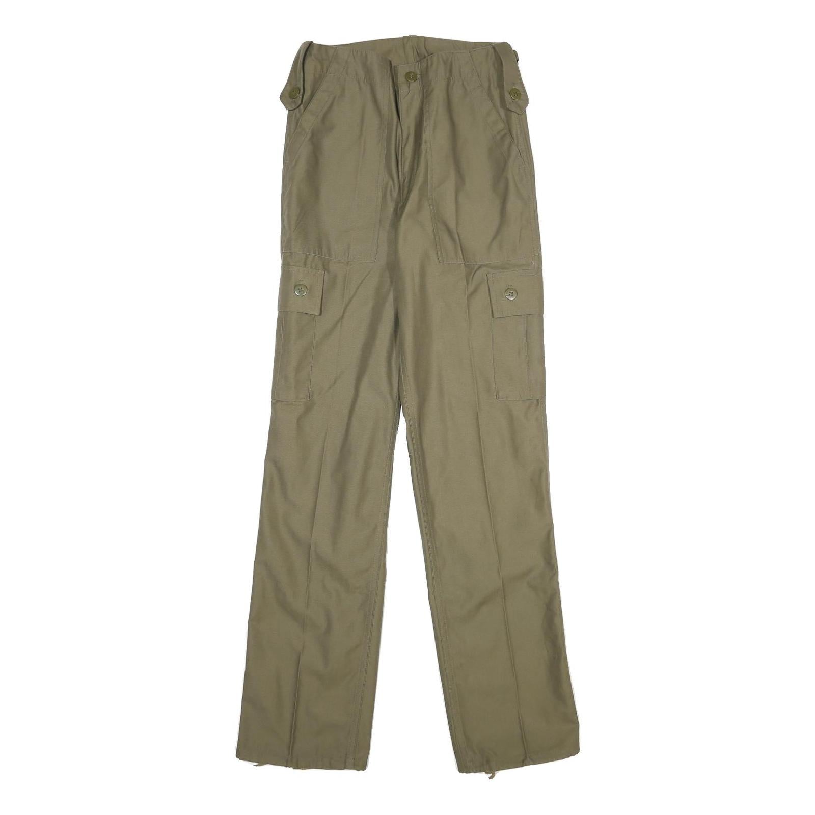 Mens Regular Fit Beige Polyester Blend Cargo Trousers W26 L32 Functional Pockets