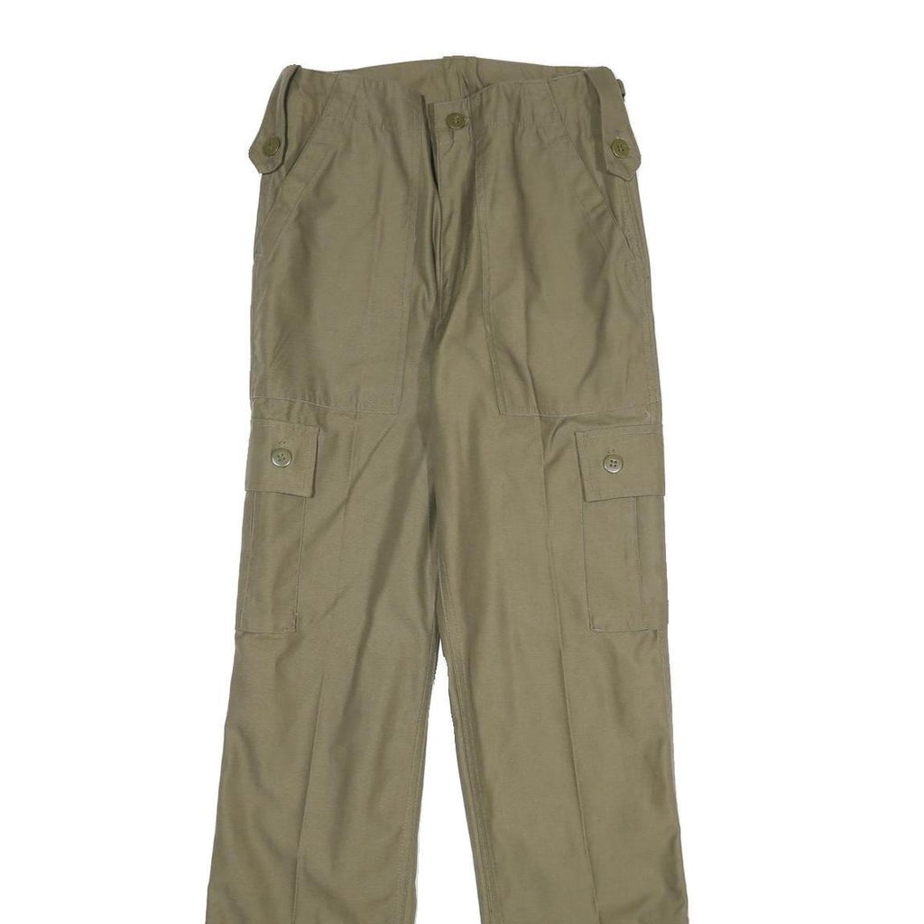 Mens Regular Fit Beige Polyester Blend Cargo Trousers W26 L32 Functional Pockets