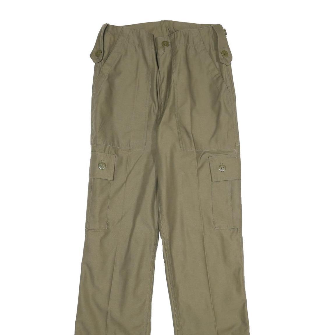 Mens Regular Fit Beige Polyester Blend Cargo Trousers W26 L32 Functional Pockets