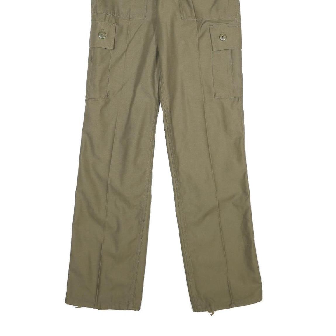 Mens Regular Fit Beige Polyester Blend Cargo Trousers W26 L32 Functional Pockets