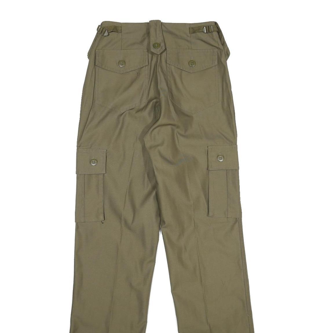 Mens Regular Fit Beige Polyester Blend Cargo Trousers W26 L32 Functional Pockets