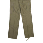 Mens Regular Fit Beige Polyester Blend Cargo Trousers W26 L32 Functional Pockets
