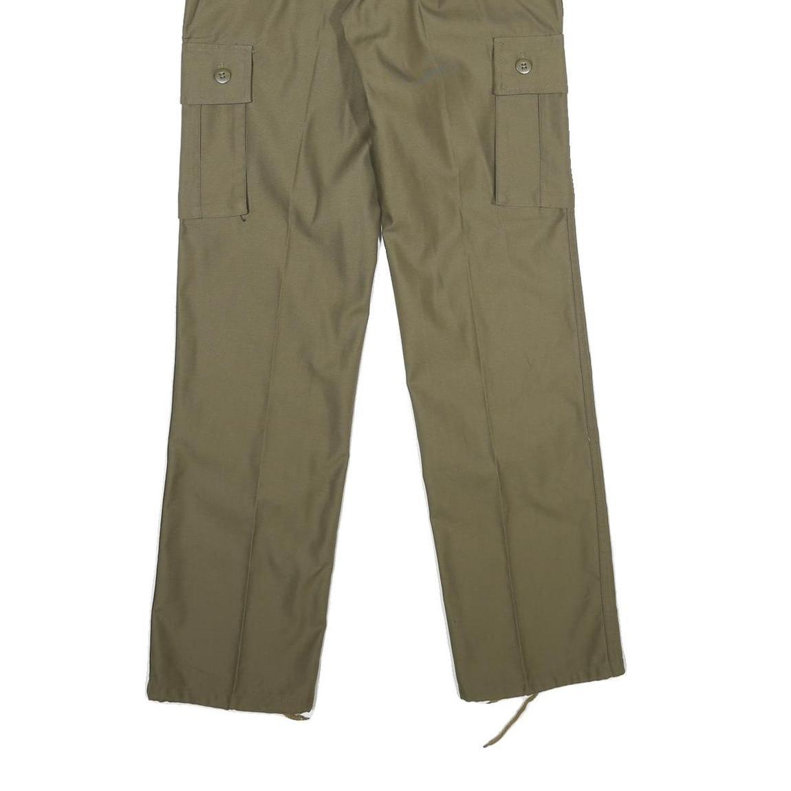 Mens Regular Fit Beige Polyester Blend Cargo Trousers W26 L32 Functional Pockets